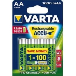 VARTA Pile Accu Power, Modèle : Mignon / AA / LR06, Contenu Du Paquet 4 Pièces, Tension 1,2 V, Capacité : 1600 MAh