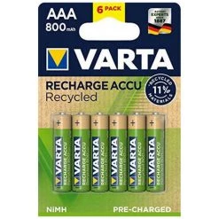 6 Piles Rechargeables AAA 800mAh Varta Recycled (56813101436)