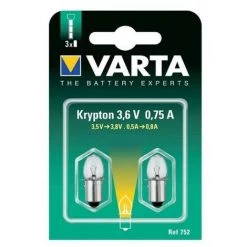 VARTA 752 Ampoule Krypton 3.6 V 0,8A Blanc - Lot De 2