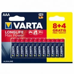 8+4 Piles Alcalines Max Power LR03/AAA (1,5V) VARTA