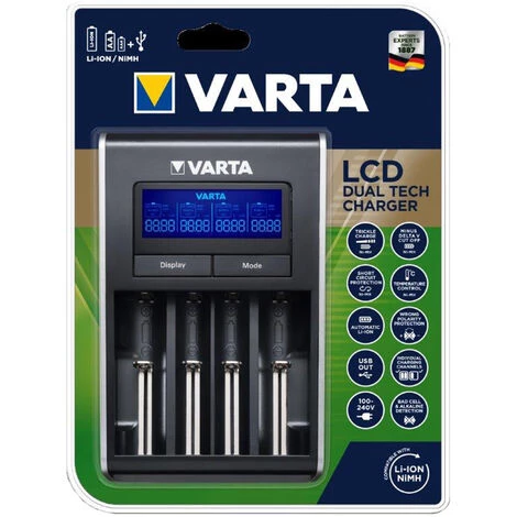 Chargeur VARTA Lcd Dual Tech Pour Batteries Li-ion Et Ni-mh Sans Batteries 1 Chargeur VARTA Lcd Dual Tech Pour Batteries Li-ion Et Ni-mh Sans Batteries