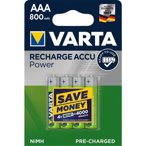 VARTA Batterie Rechargeable NiMH AAA 1.2 V 800 MAh 4-Blister 1 VARTA Batterie Rechargeable NiMH AAA 1.2 V 800 MAh 4-Blister