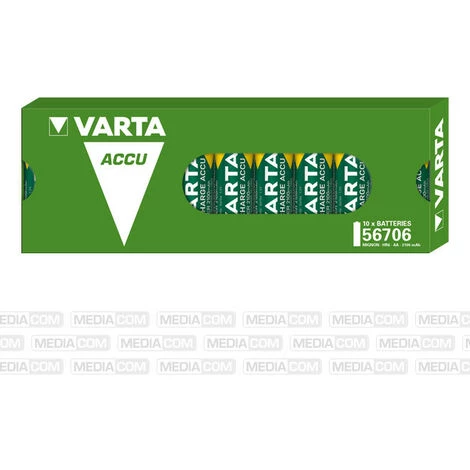 Varta Batterie Rechargeable AA, Ni-MH 2100 MAh, 1,2 V, Lot De 10 Pieces (56706 101 111 PACK) 1 Varta Batterie Rechargeable AA, Ni-MH 2100 MAh, 1,2 V, Lot De 10 Pieces (56706 101 111 PACK)