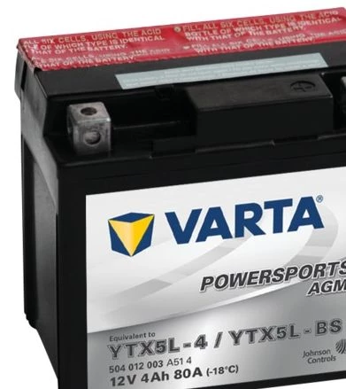 Batterie Varta Powersports AGM YTX5L-4 - 12V 4Ah 80A 1 Batterie Varta Powersports AGM YTX5L-4 - 12V 4Ah 80A