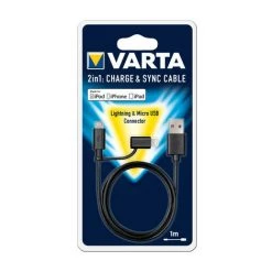 Varta 57943101401 - 1 M - USB A - Micro-USB B/Lightning - Male Connector / Male Connector - Noir (57943101401)