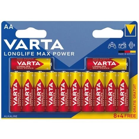 VARTA PILE LONGLIFE MAX POWER AA/LR06 X8+4 031580 1 VARTA PILE LONGLIFE MAX POWER AA/LR06 X8+4 031580